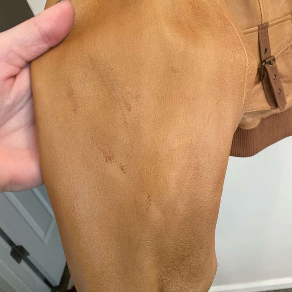 Lucky Brand lamb skin leather bomber jacket
